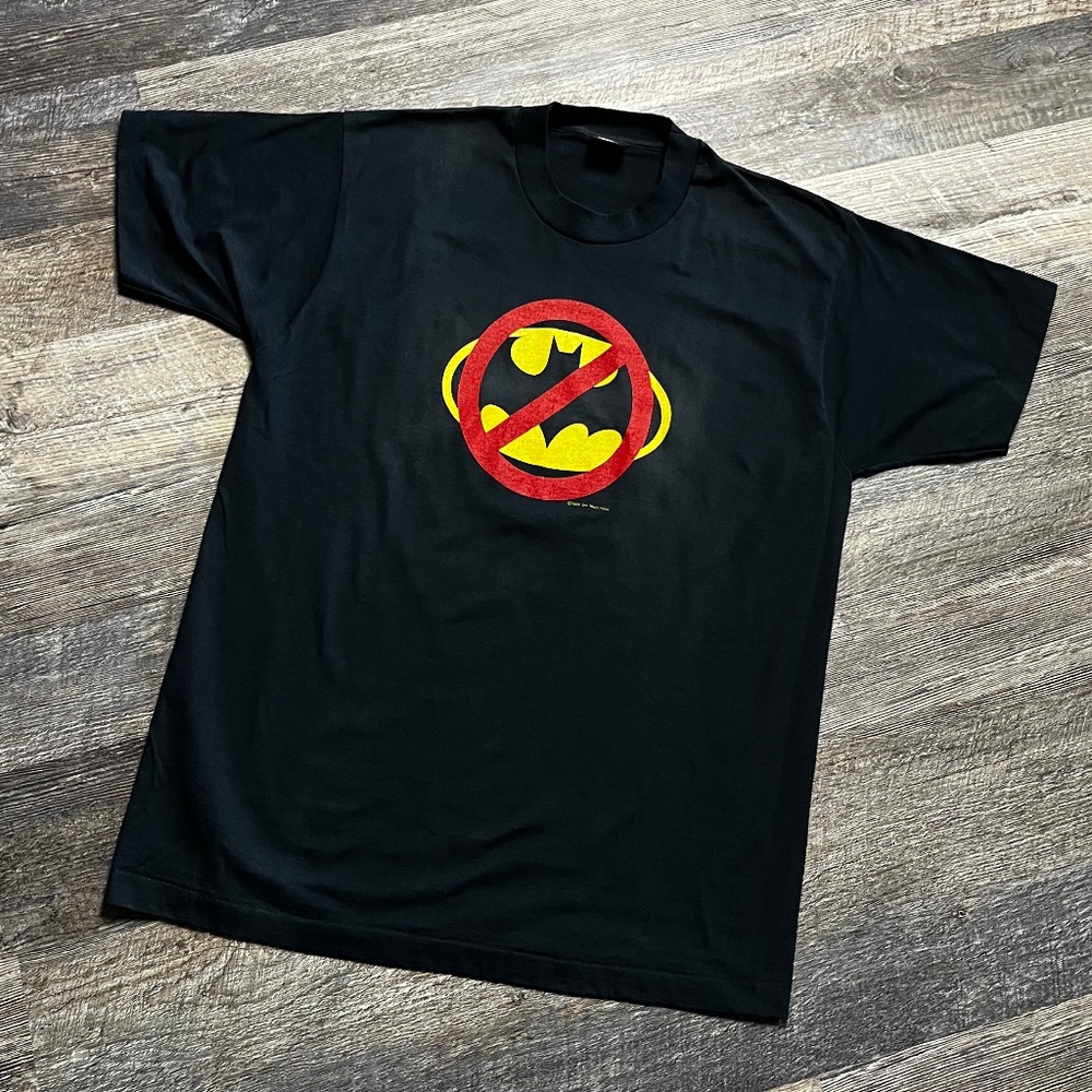 Vintage 1989 Batman Shrit Size XL Black Screen Stars Logo 80's Movie Comic KC